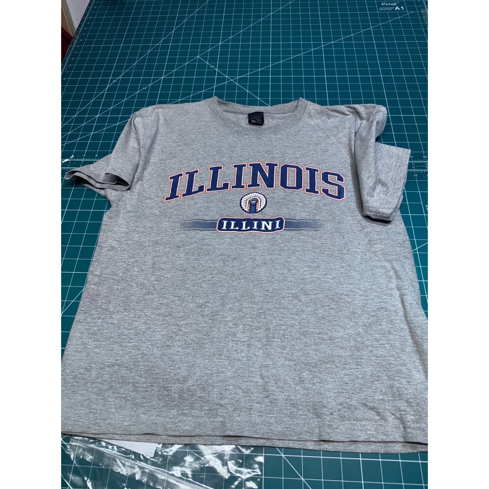 Choice Apparel Illinois Illini T Shirt Mens Large Gray Cotton Graphic Tee
